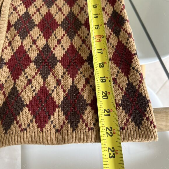 CLASSIC ELEMENTS Womens Vintage Brown‎ Argyle Zip Cardigan Size Petite Small - Picture 5 of 6